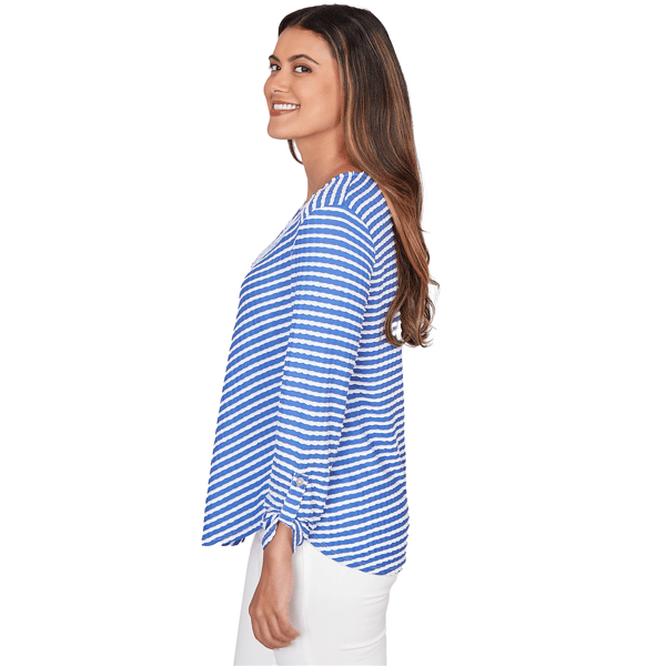 Womens Ruby Rd. Must Haves I Long Sleeve V Neck Stripe Blouse