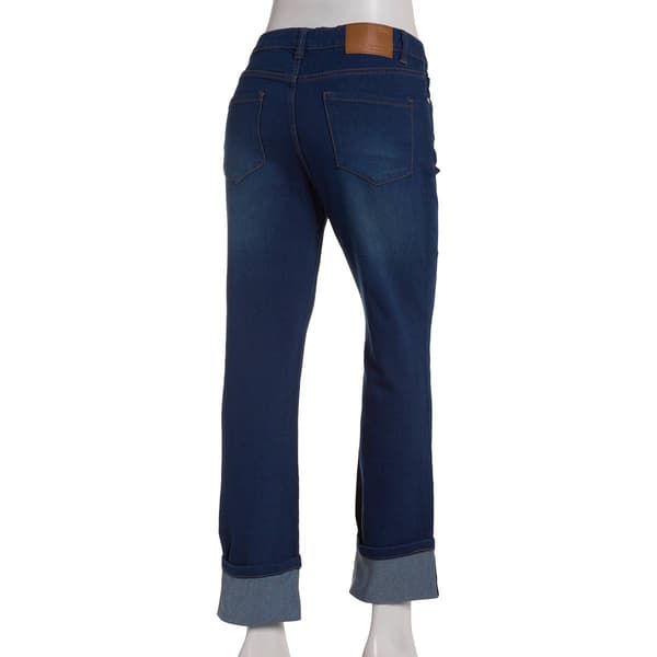 Womens Tahari Exaggerated Cuff Straight Leg Jeans