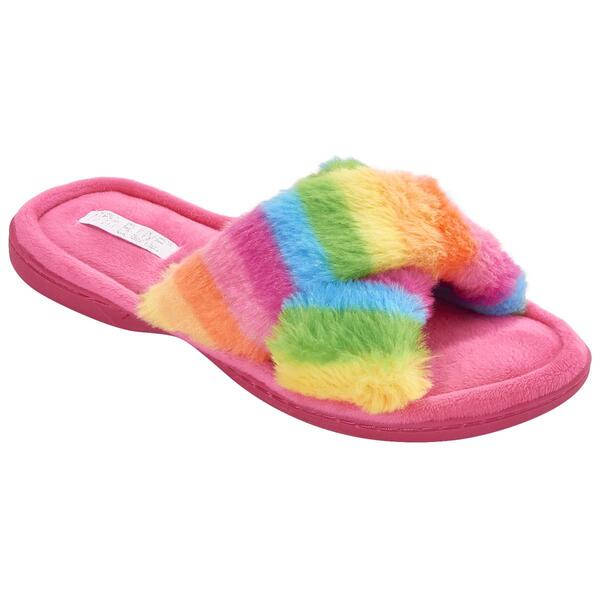 Womens Fifth & Luxe Rainbow X Band Slippers - image 