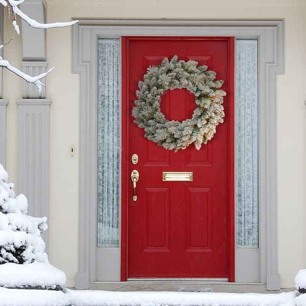 Puleo International 24in. Flocked Spruce Wreath