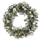National Tree 30in. LED Frosted Silver Pine Wreath - image 1