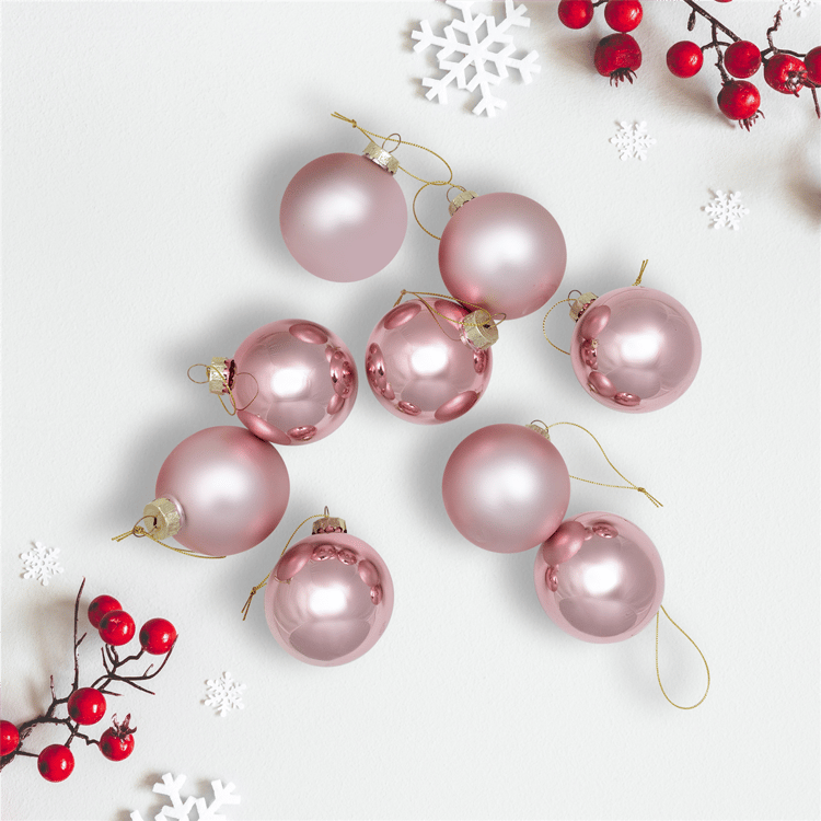Northlight 9ct. 2-Finish Pink Glass Ball Christmas Ornaments