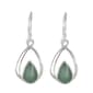 Silver Plate Cat Eye Teardrop Dangle Earrings - image 1
