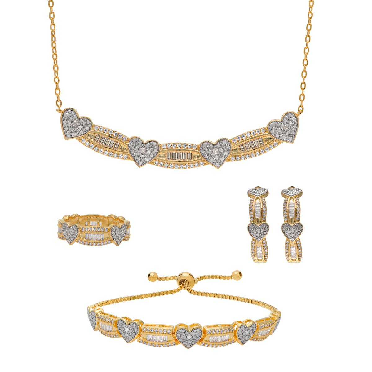 Gianni Argento 4pc. Gold 0.1ctw. Diamond Heart Set