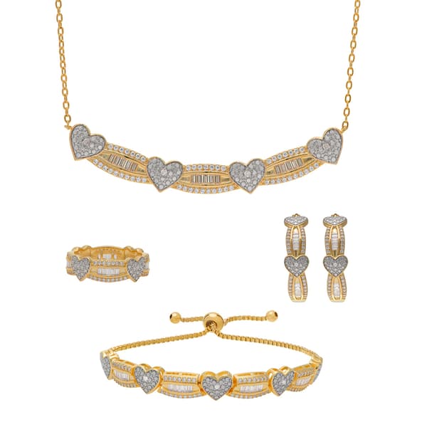 Gianni Argento 4pc. Gold 0.1ctw. Diamond Heart Set - image 