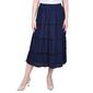 Petite NY Collection Solid Tiered Pleated Dobby Skirt - Navy - image 1