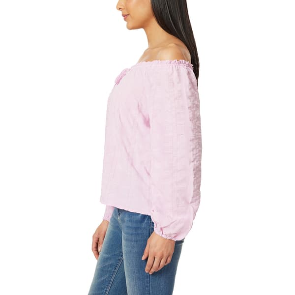 Juniors Wallflower Long Sleeve Off The Shoulder Peasant Top