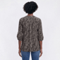 Plus Size Notations 3/4 Sleeve Pleated Abstract Henley Blouse - image 2