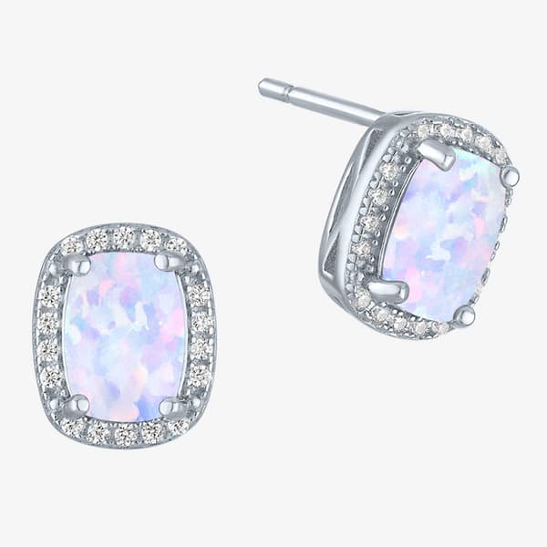 Nova Star(R) Lab Grown Opal  & Lab Grown 1/10ctw. Diamond Earrings