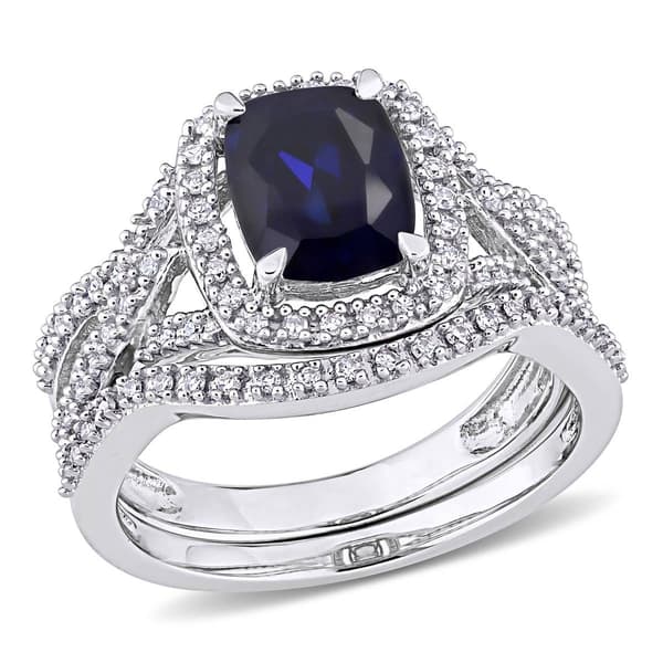 Gemstone Classics(tm) 10kt. Rose Gold Lab Created Sapphire Ring - image 