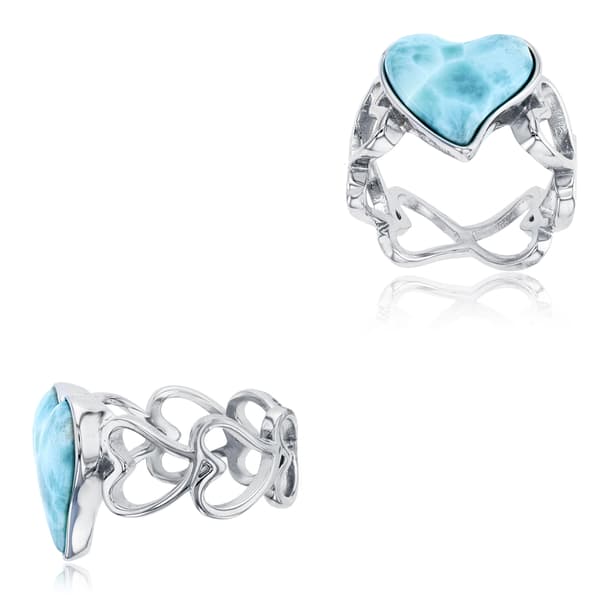 Gemstone Classics&#40;tm&#41; Silver & Larimar Heart Ring - image 