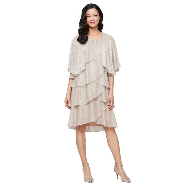 Womens SLNY Shimmer Tier Jacket Dress - image 
