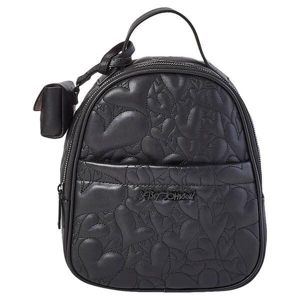 Betsey Johnson Heart Quilt Backpack w/ Tech Case - image 