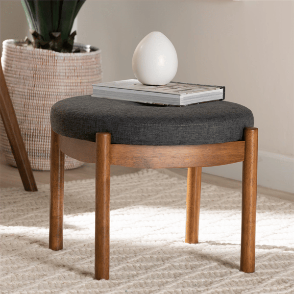Baxton Studio Iliana Japandi Wood Ottoman Footstool