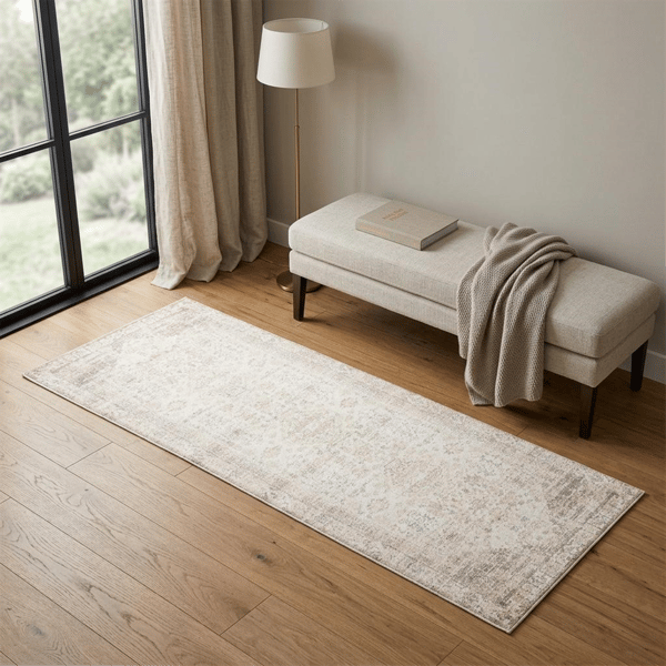 HomeRoots Beige Medallion Runner Rug