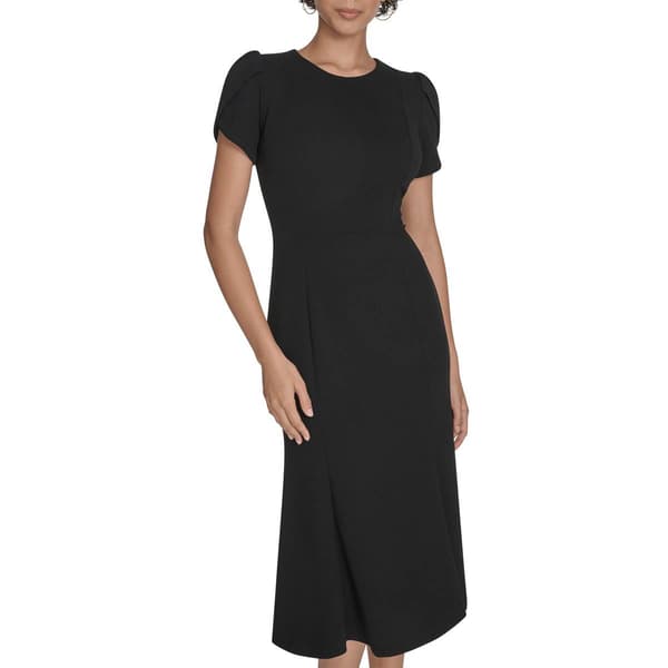 Womens Calvin Klein Short Tulip Sleeve Crepe A-Line Dress