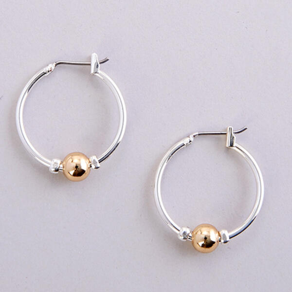 Gloria Vanderbilt Two-Tone Ball Hoop Earrings - image 