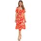 Womens Luxology Short Flutter Sleeve Floral Print Challis Dress - image 1