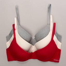 Womens Laura Ashley(R) 3pk. Logo Strap Molded Bras - LS6605-3PKJ