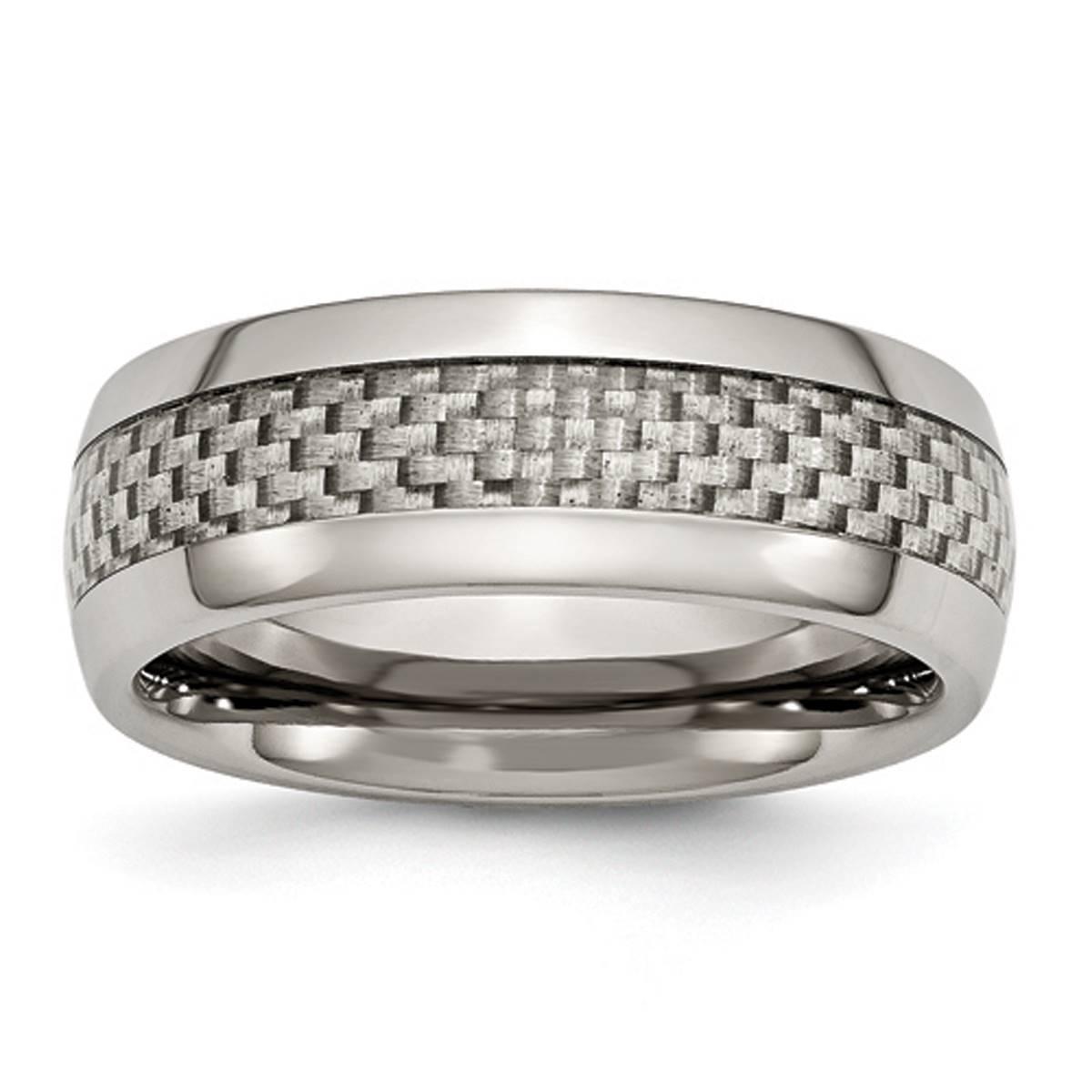 Mens Endless Affection™ Titanium Band w/ Grey Carbon...