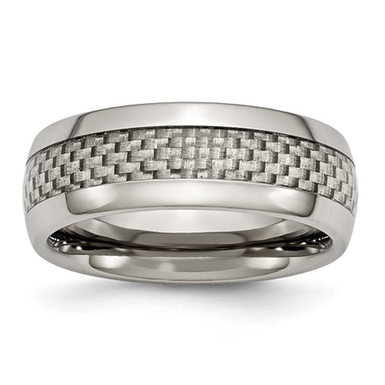 Mens Endless Affection(tm) Titanium Band w/ Grey Carbon Fiber Inlay
