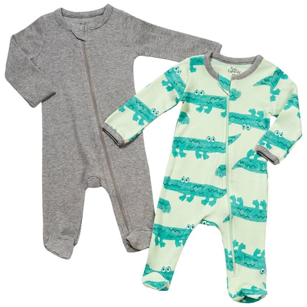 Baby Boy &#40;NB-9M&#41; Baby Essentials&#40;R&#41; 2pk. Alligator Footie Pajamas - image 