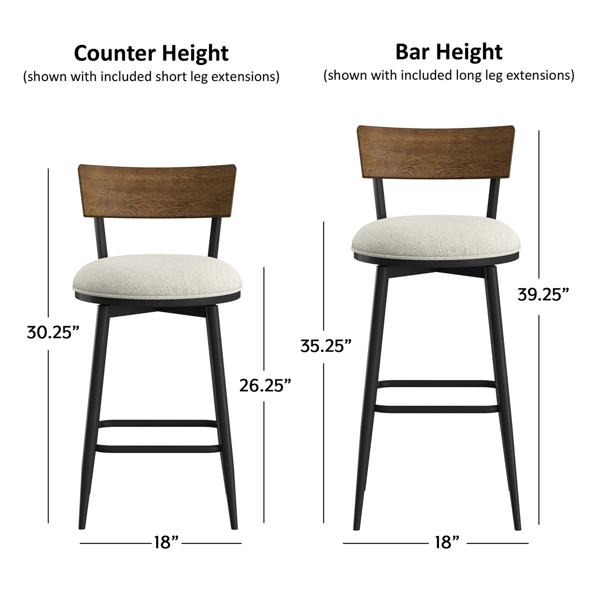 HH2 Home Southbridge Metal Swivel Adjustable Height Stool