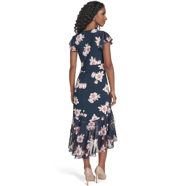 Womens Tommy Hilfiger Flutter Sleeve Floral High Low Dress
