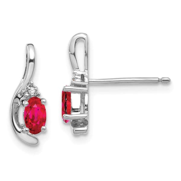14kt. White Gold Oval Ruby Stud Earrings - image 