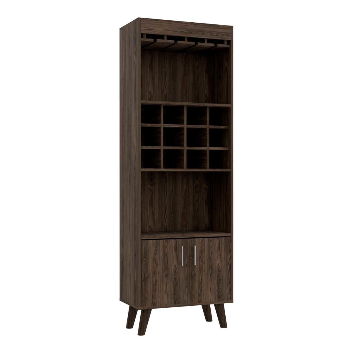 FM FURNITURE Edessa Dark Walnut Bar Cabinet