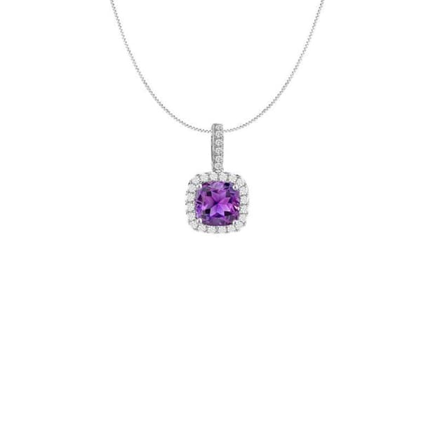 Gemstone Classics&#40;tm&#41; Sterling Silver Cushioned Amethyst Pendant - image 