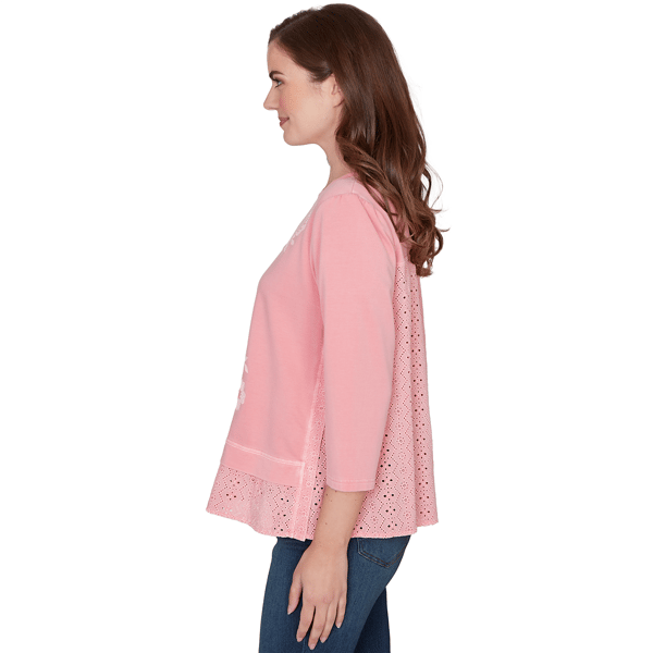 Petite Ruby Rd. Renaissance Romance 3/4 Sleeve Eyelet Blouse