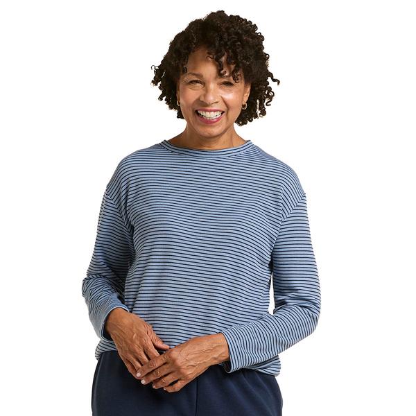 Petite Hasting & Smith Long Sleeve Striped Crew Neck Tee - image 