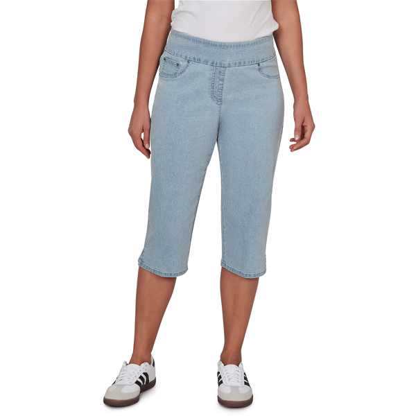 Womens Ruby Rd. Key Items Extra Stretch Pull On Capri Jeans
