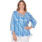 Plus Size Heart''s of Palm Embraceable Blue Printed Poly Span 3/4 - image 1