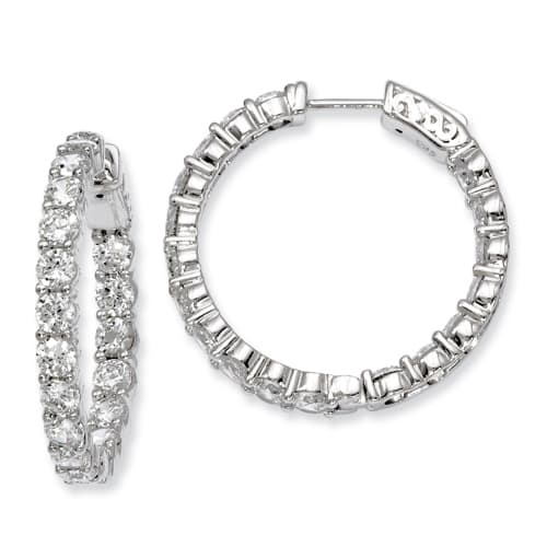 Sterling Silver 28mm x 28mm Hoop Earrings - image 