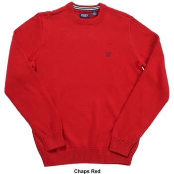 Mens Chaps Solid Cotton Crew Neck Sweater - Boscov's