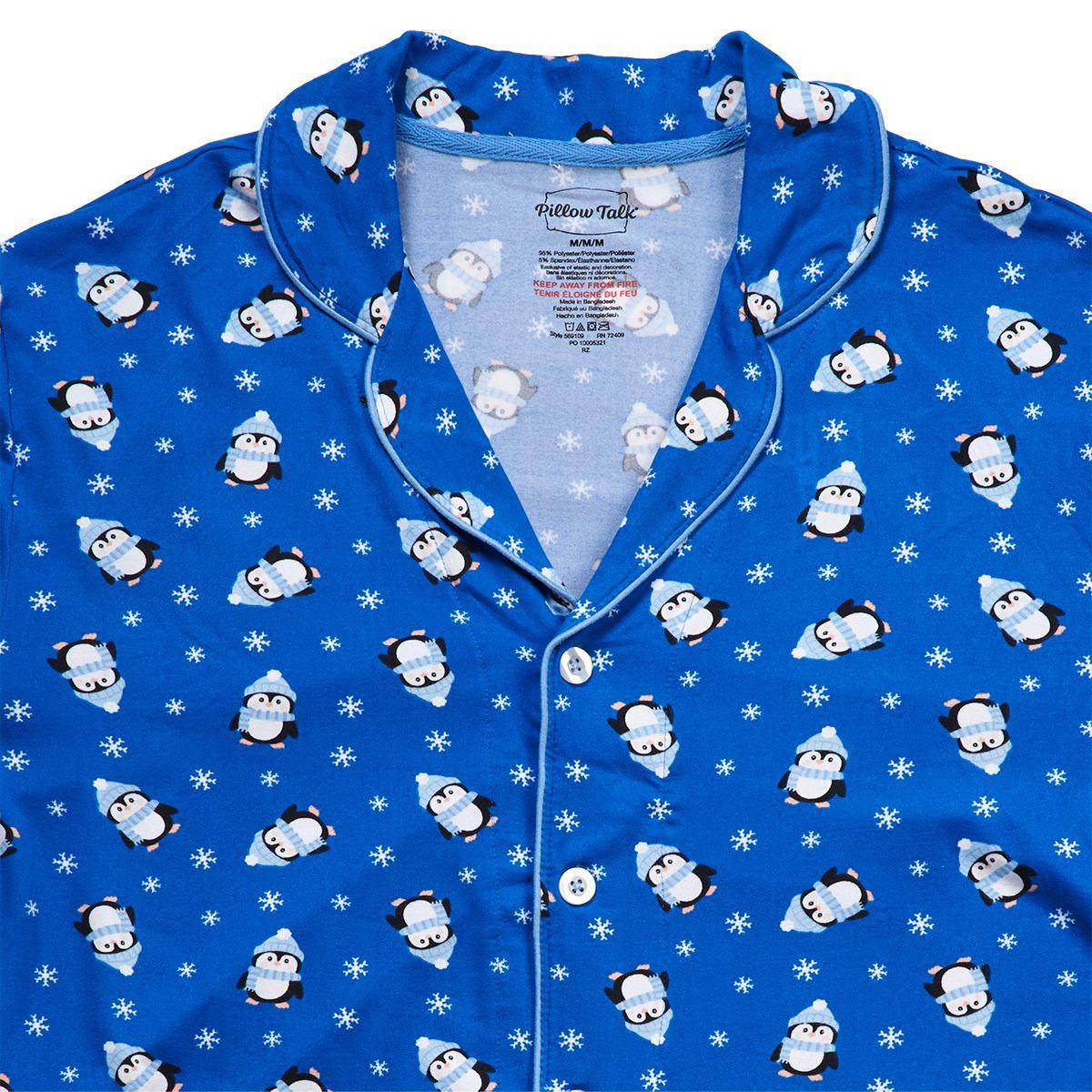Mens Pillow Talk Long Sleeve Winter Penguin Pajama Set