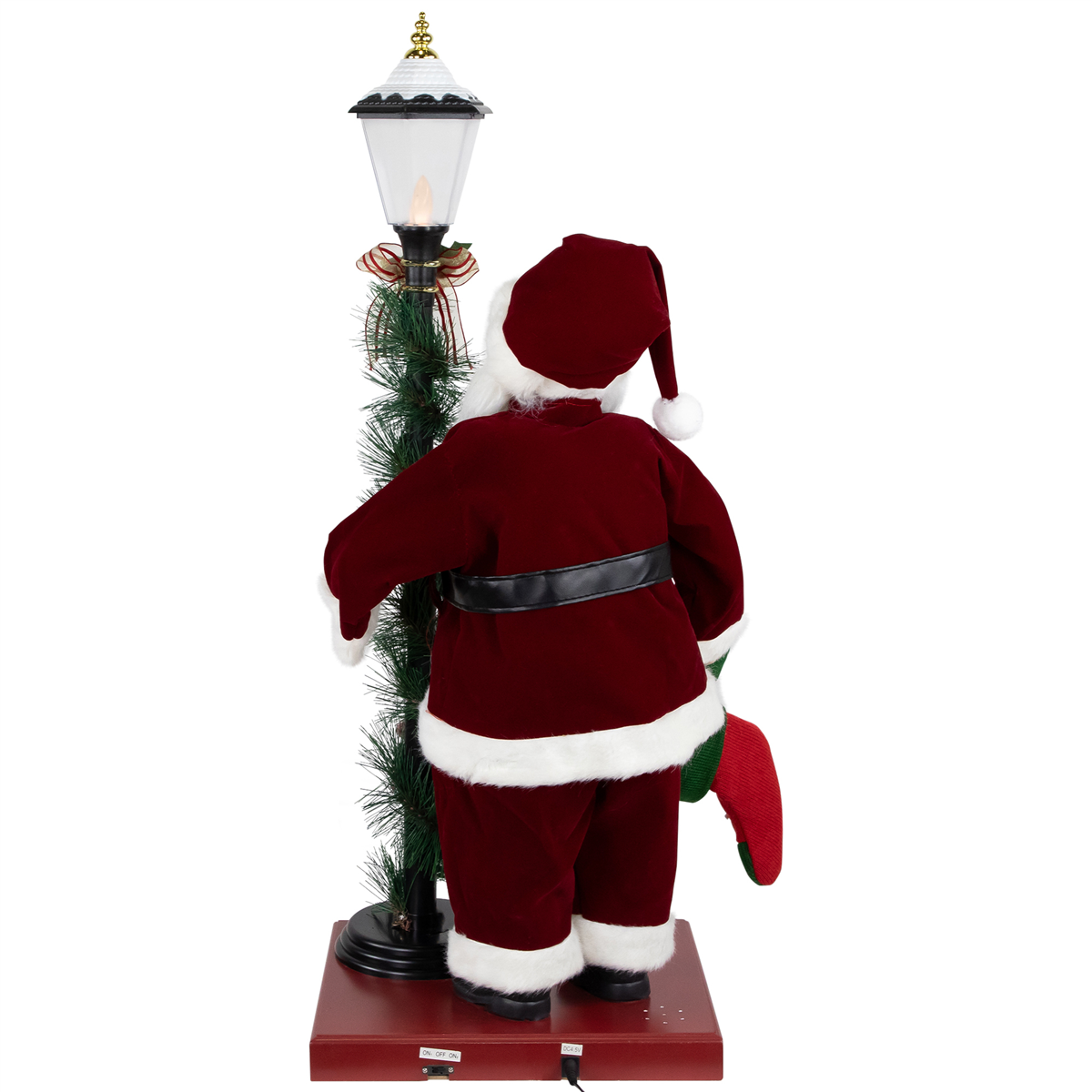 Northlight Animated & Musical Santa Claus Figure with Lamppost