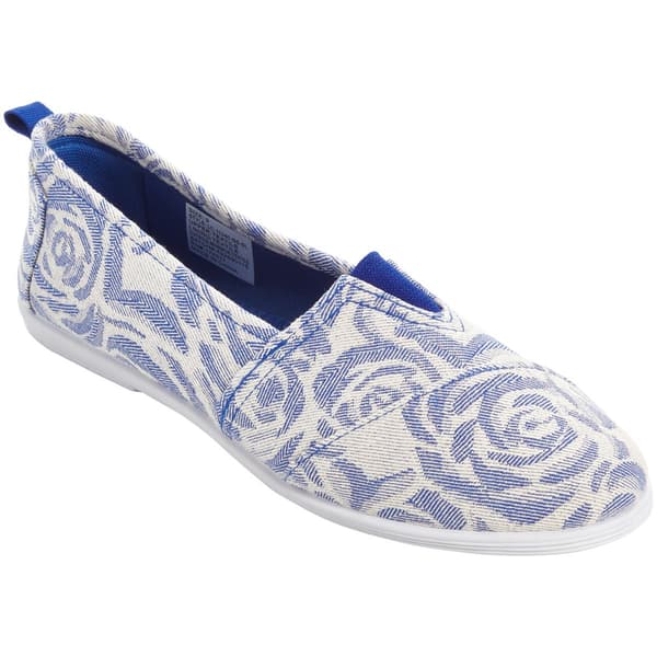 Womens Ashley Blue Canvas Floral Slip On Flats - image 