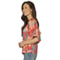 Womens Democracy Elbow Sleeve O-Ring Neck Floral Blouse - image 3