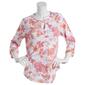 Petite Cure 3/4 Sleeve Roll Tab Ivory Floral Blouse - image 1