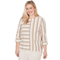 Petite Alfred Dunner Natural Wonder 3/4 Sleeve Stripe Blouse - image 3