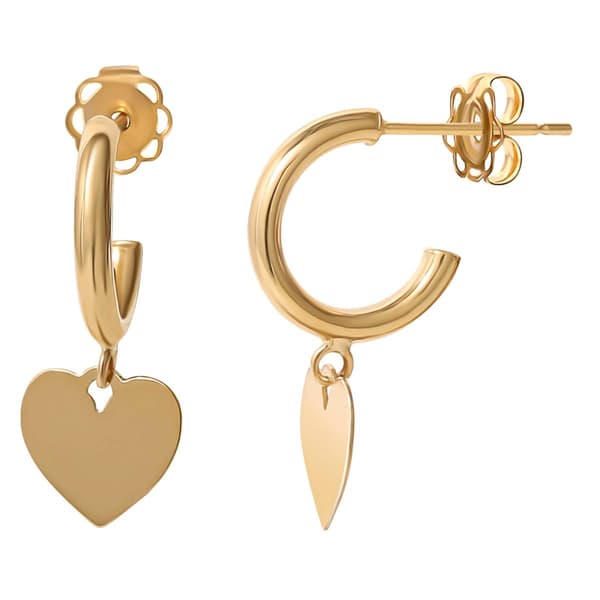 10kt. Yellow Gold Charm Heart Earrings - image 