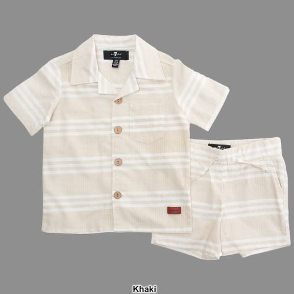 Toddler Boy 7 For All Mankind&#174; Stripe Linen Top & Shorts Set