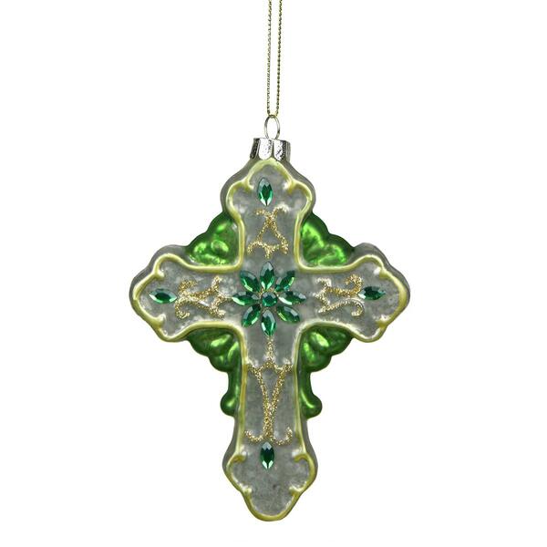 Northlight Seasonal 5in. Irish Cross Glass Christmas Ornament - image 