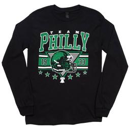 Mens Tailgate Philadelphia Green Helmet Long Sleeve Tee