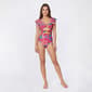 Womens Cupshe Ruffle Sleeve Tropical U Wire One Piece Swimsuit - image 1
