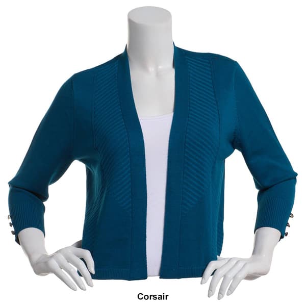 Womens 89th & Madison Button Sleeve Princess Seam Cardigan