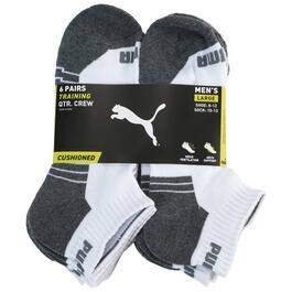 Mens Puma 6pk. Terry Quarter Socks - White/Grey